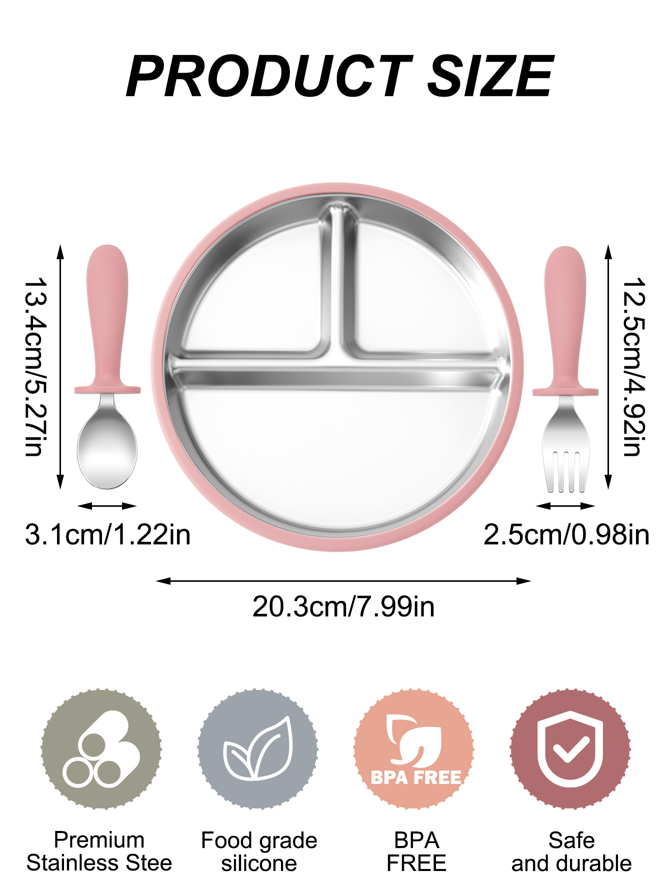 3PCS Stainless Steel Dishes Pl - огляд і ціна Baby Food Menu